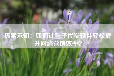 探索未知：如何让帖子代发软件轻松提升网络营销效率？