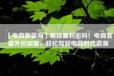 【电商新蓝海】解锁盈利密码！电商客服外包加盟，轻松驾驭电商时代浪潮